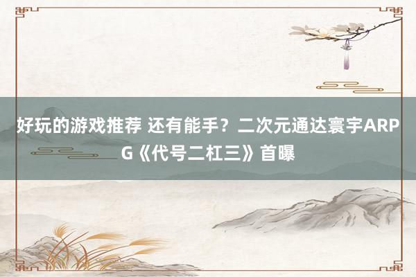 好玩的游戏推荐 还有能手？二次元通达寰宇ARPG《代号二杠三》首曝