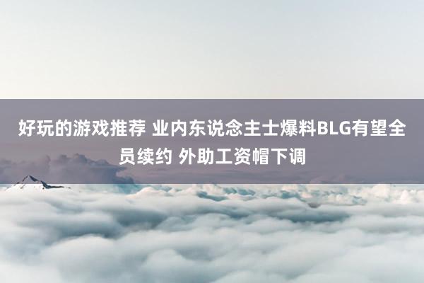 好玩的游戏推荐 业内东说念主士爆料BLG有望全员续约 外助工资帽下调