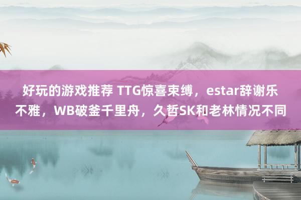 好玩的游戏推荐 TTG惊喜束缚，estar辞谢乐不雅，WB破釜千里舟，久哲SK和老林情况不同